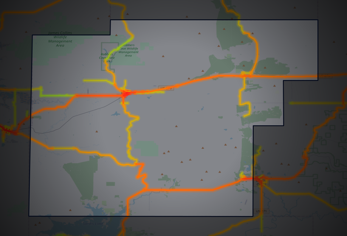 Traffic map of Latimer, Oklahoma