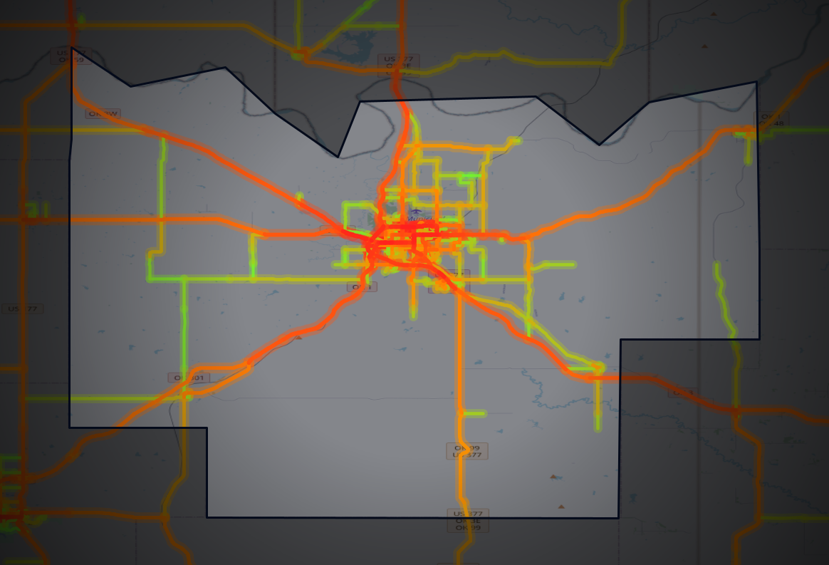 Traffic map of Pontotoc, Oklahoma