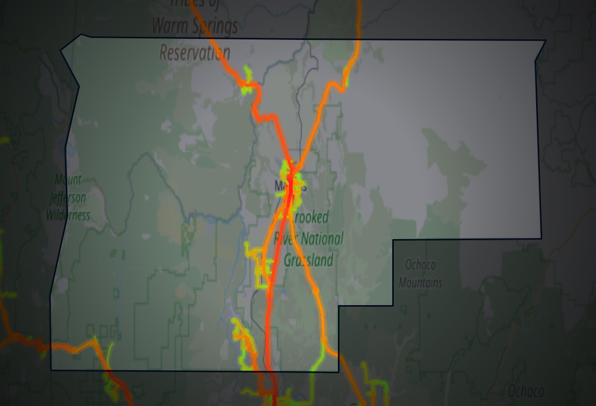 Traffic map of Jefferson, Oregon