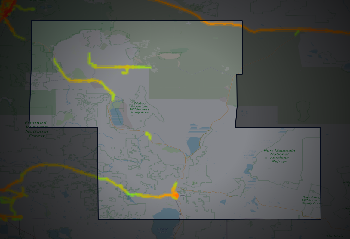 Traffic map of Lake, Oregon
