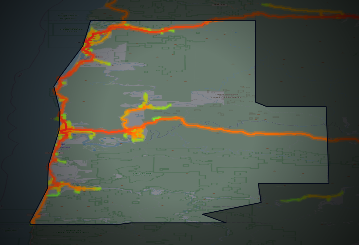 Traffic map of Lincoln, Oregon