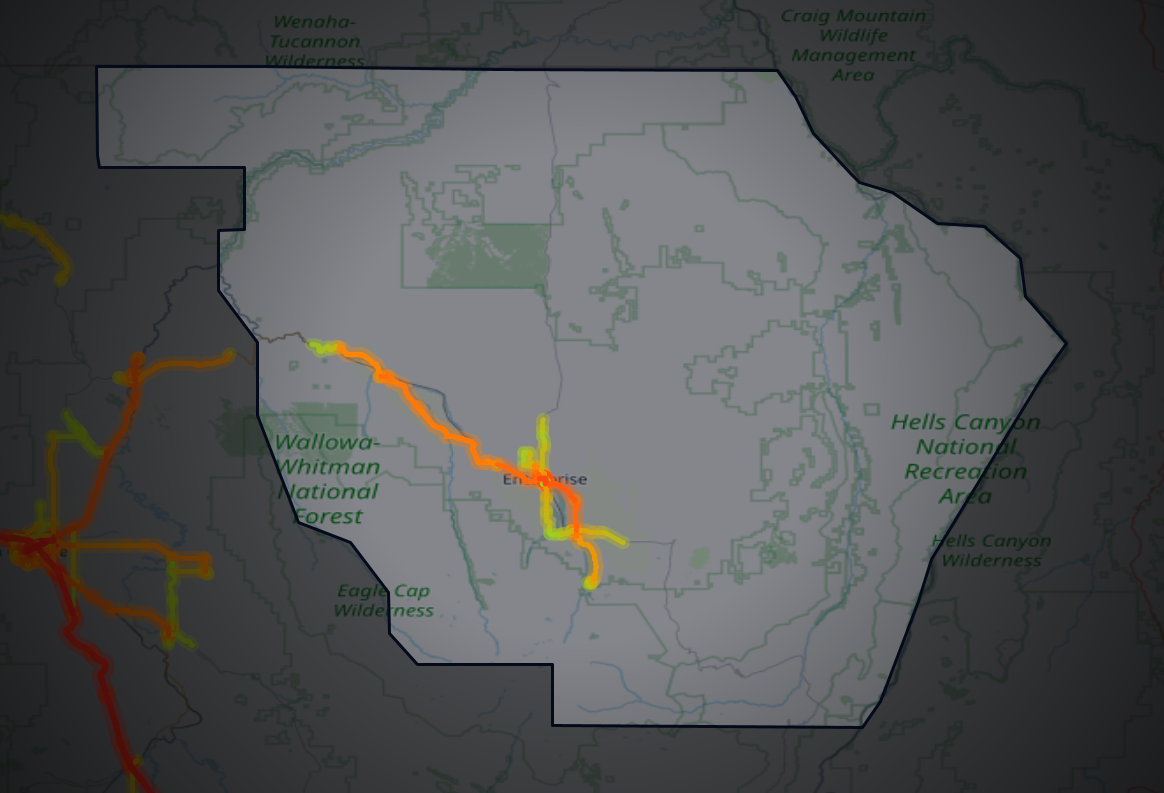 Traffic map of Wallowa, Oregon