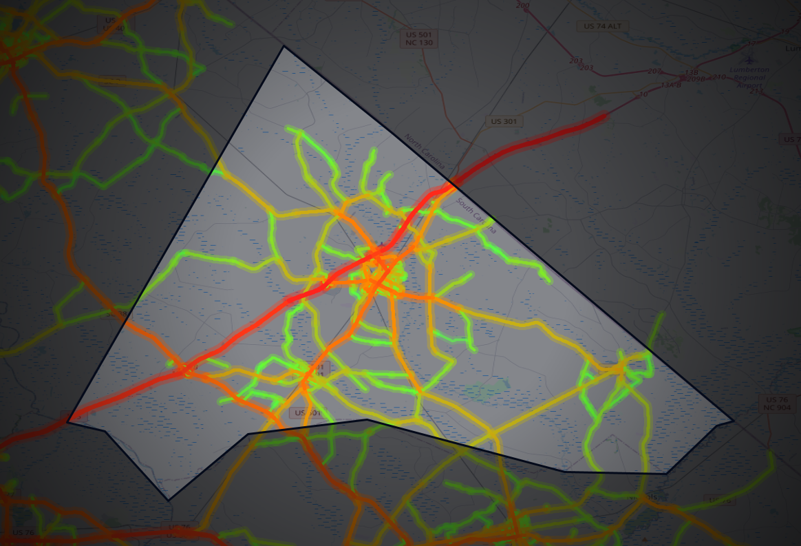Traffic map of Dillon, South Carolina