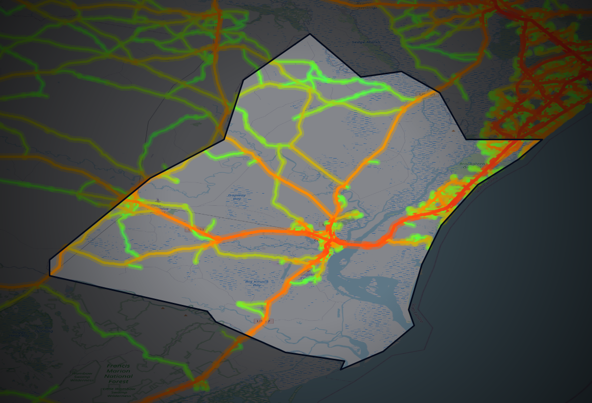 Traffic map of Georgetown, South Carolina