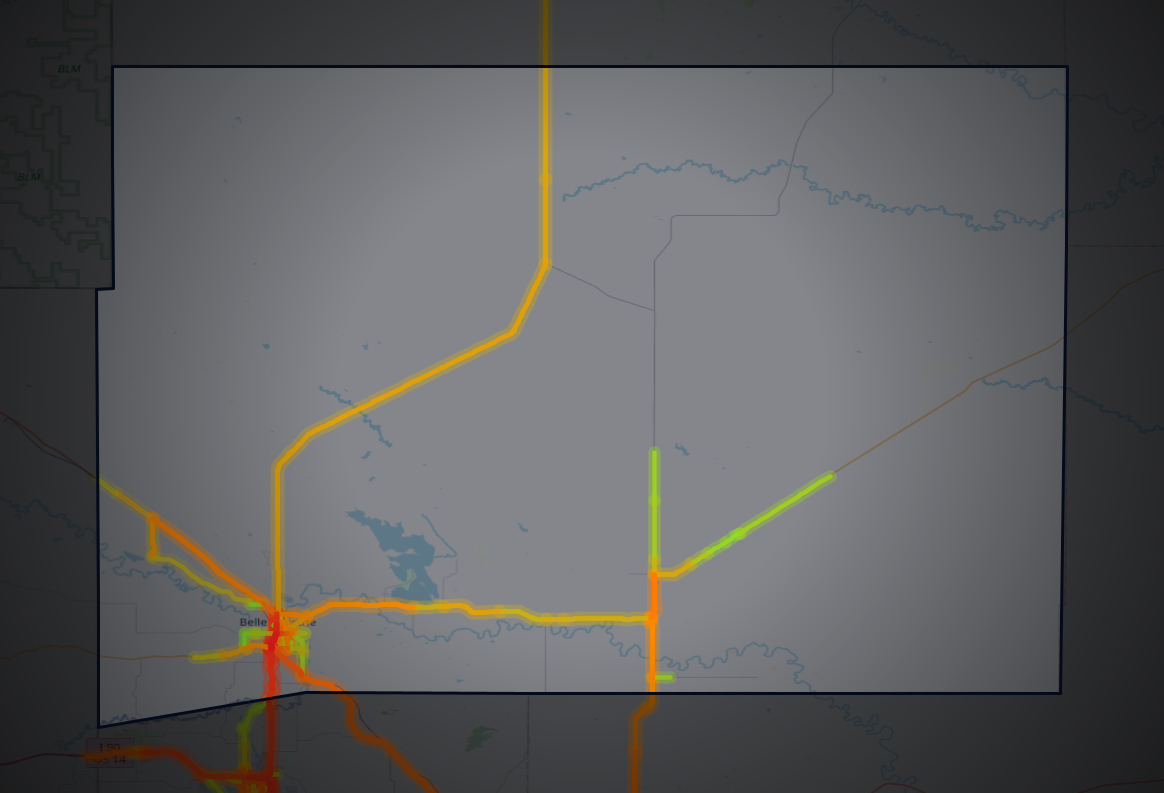 Traffic map of Butte, South Dakota