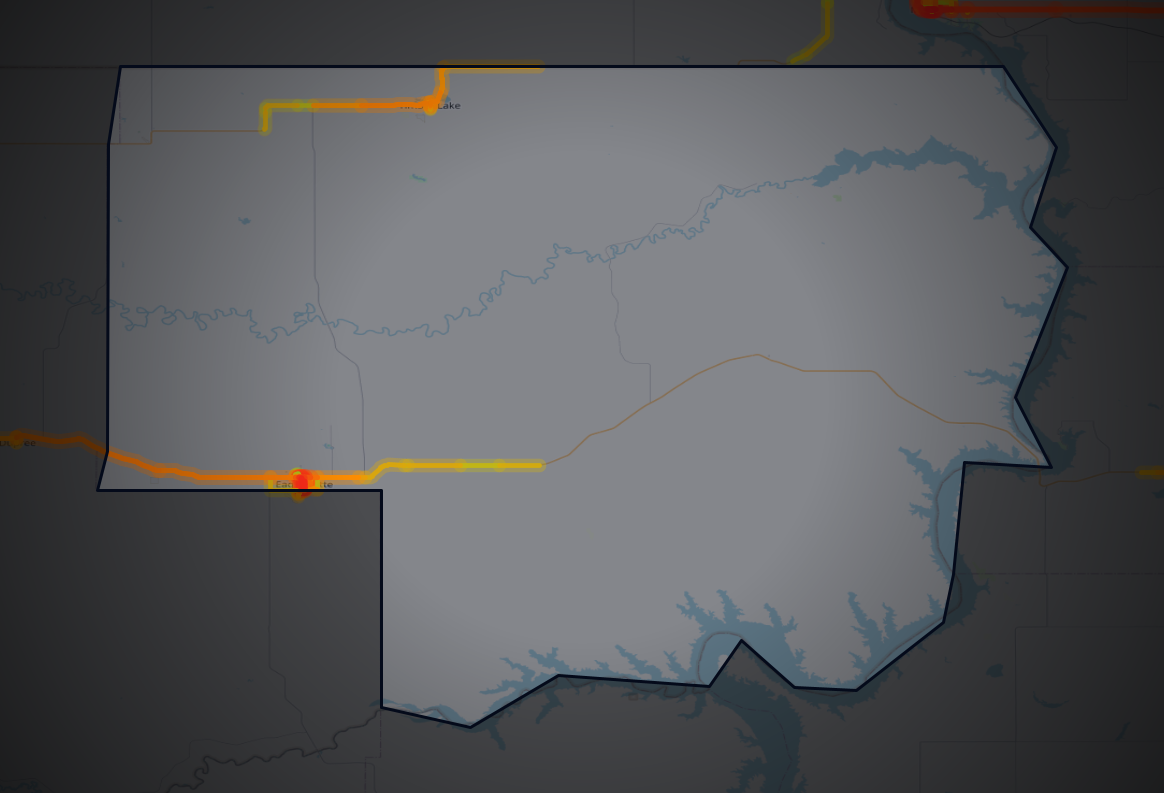 Traffic map of Dewey, South Dakota