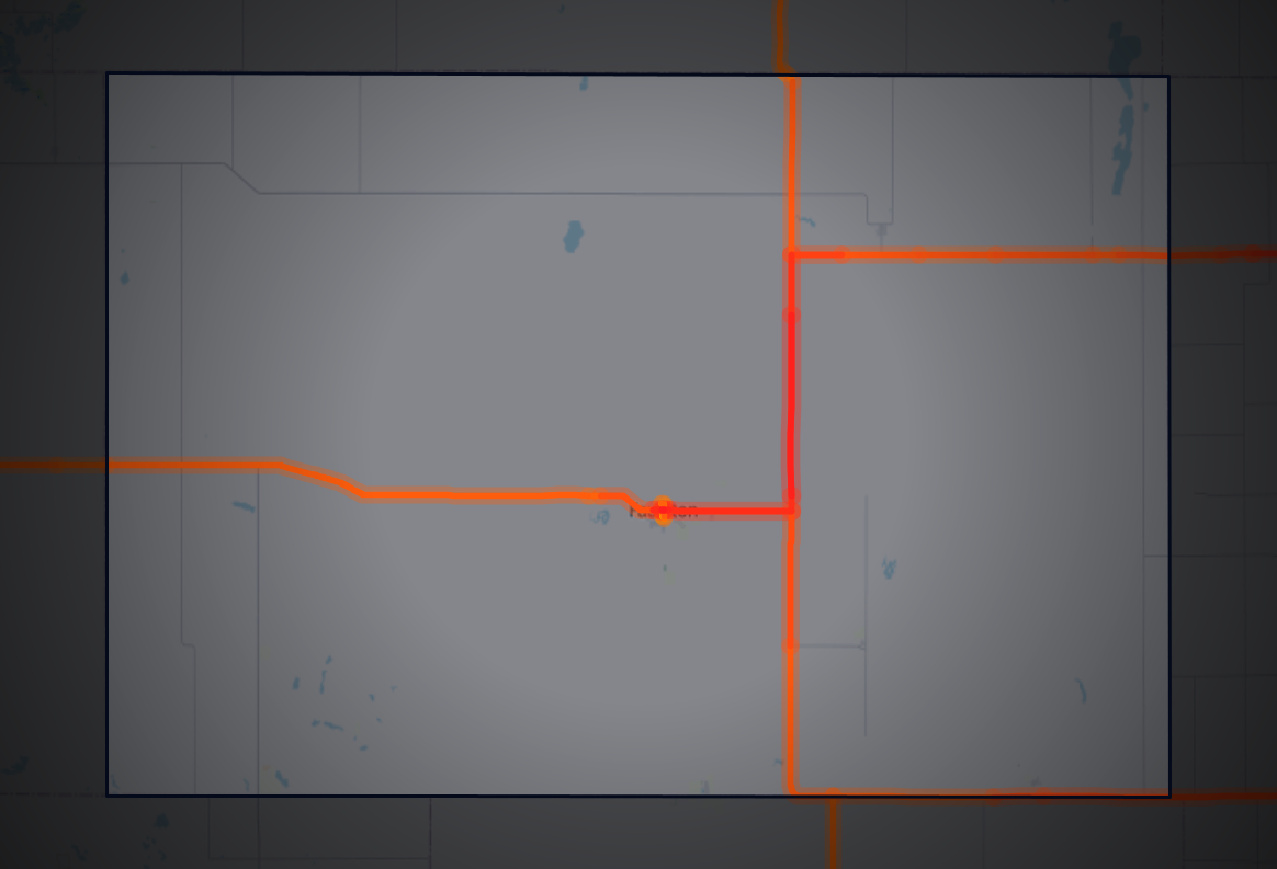 Traffic map of Faulk, South Dakota