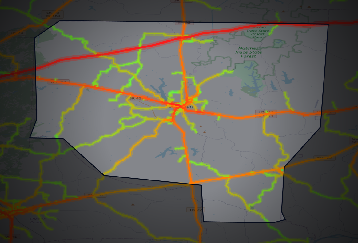 Traffic map of Henderson, Tennessee