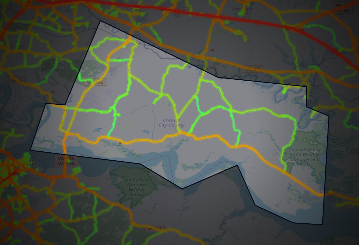 Traffic map of Charles City, Virginia