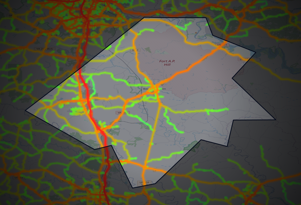 Traffic map of Caroline, Virginia