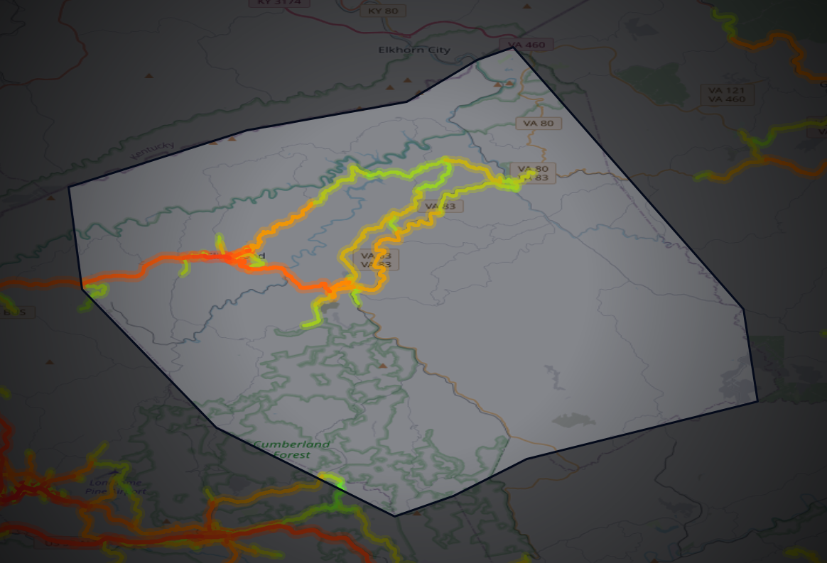 Traffic map of Dickenson, Virginia