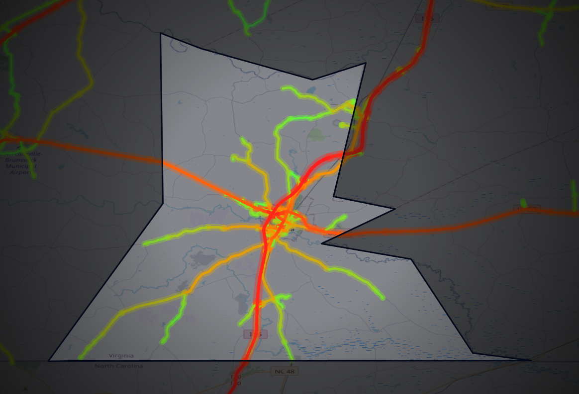 Traffic map of Greensville, Virginia