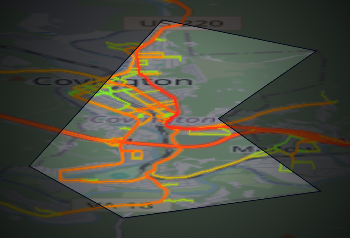 Traffic map of Covington, Virginia