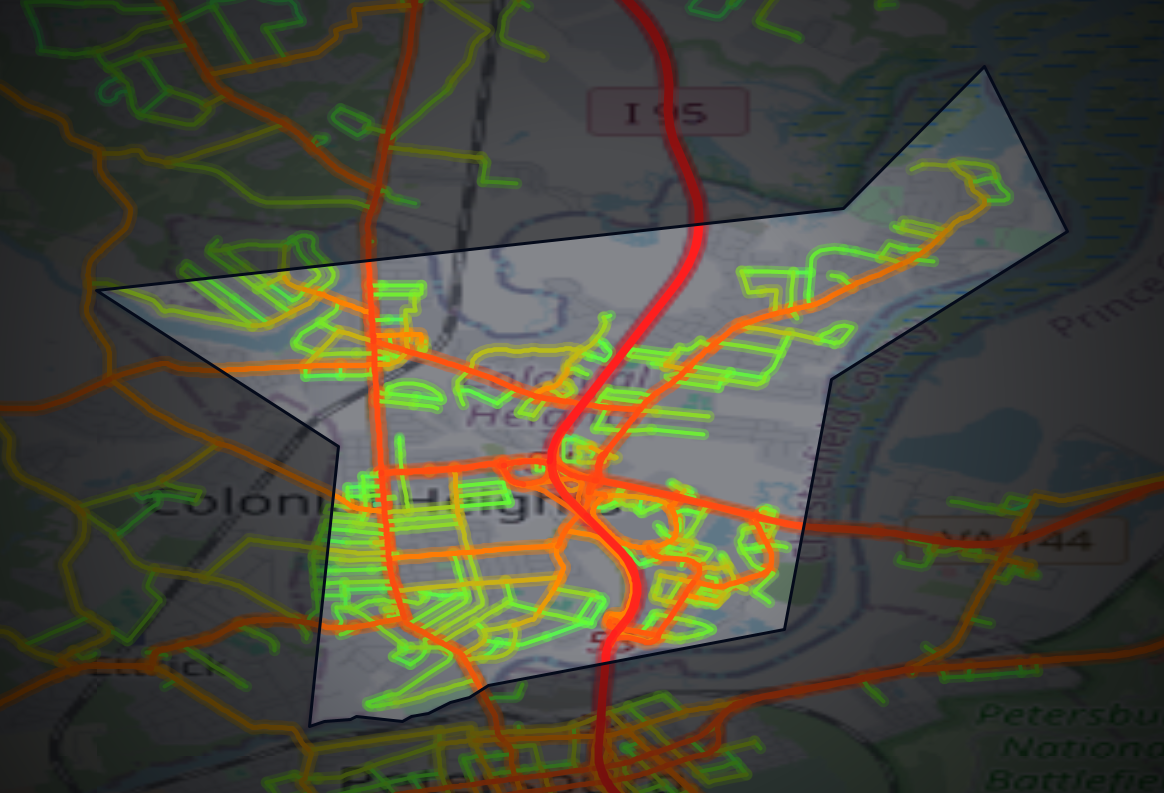 Traffic map of Colonial Heights, Virginia