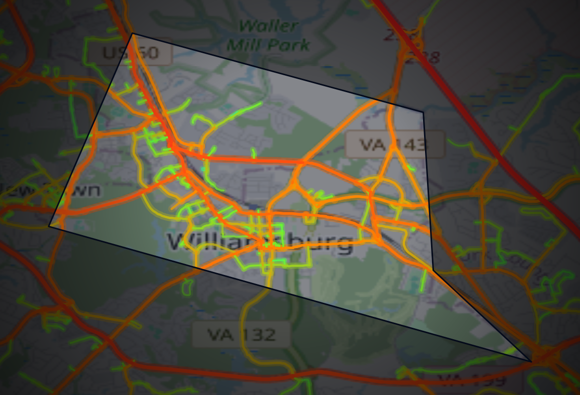 Traffic map of Williamsburg, Virginia