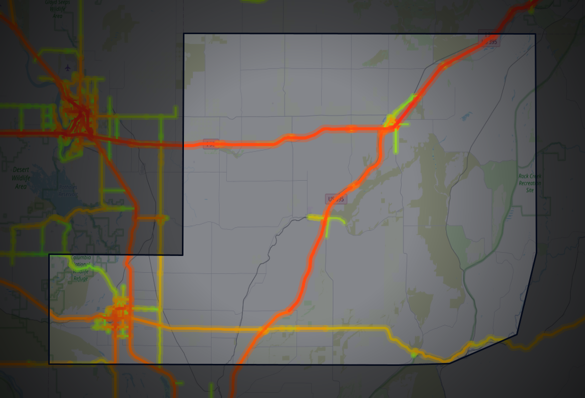 Traffic map of Adams, Washington