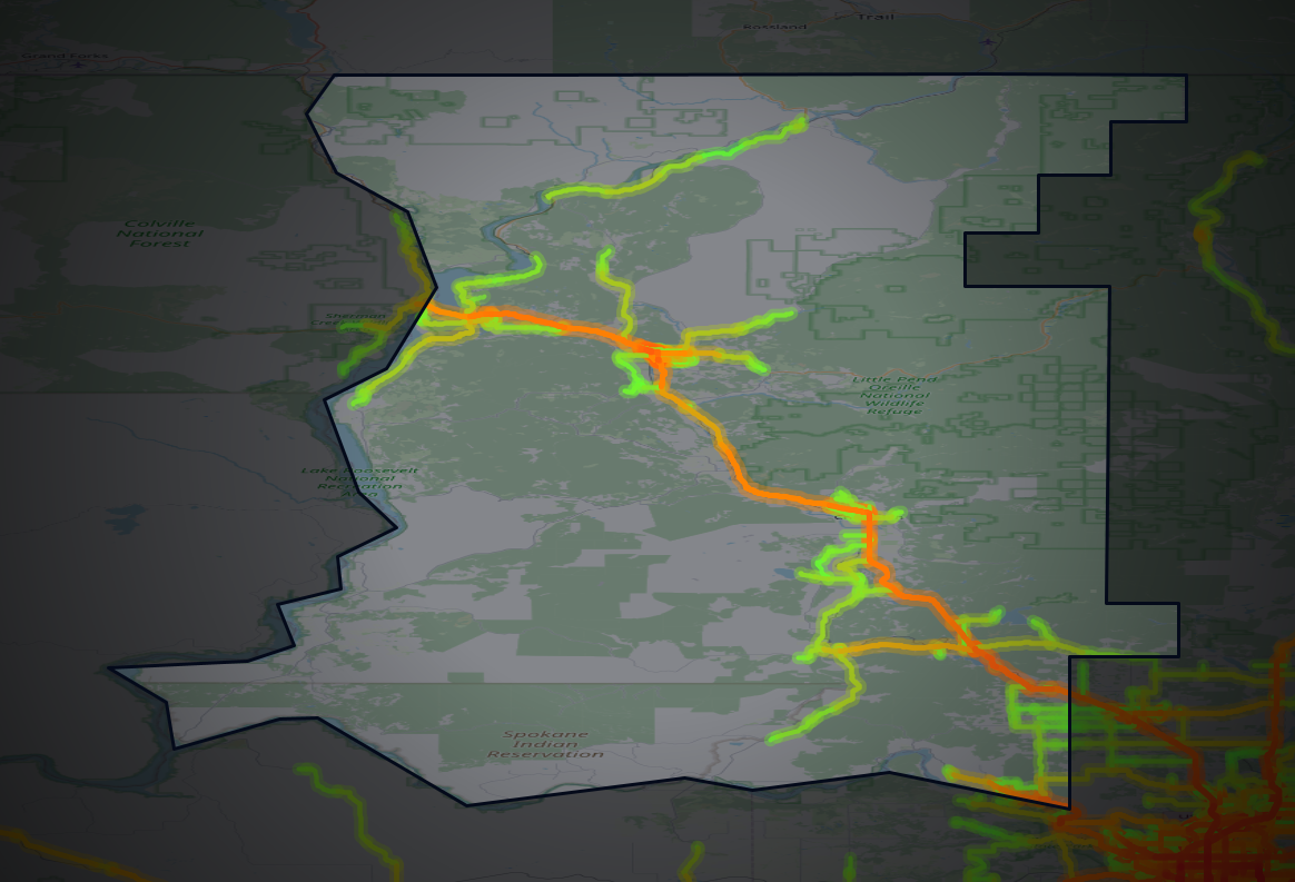Traffic map of Stevens, Washington