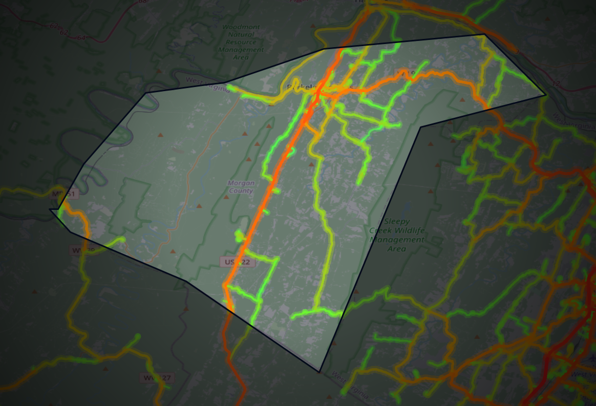 Traffic map of Morgan, West Virginia