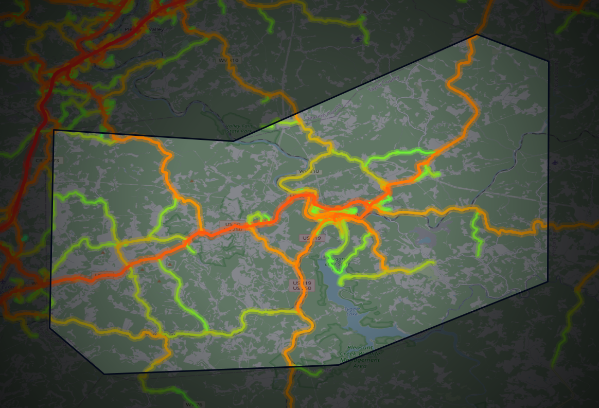 Traffic map of Taylor, West Virginia