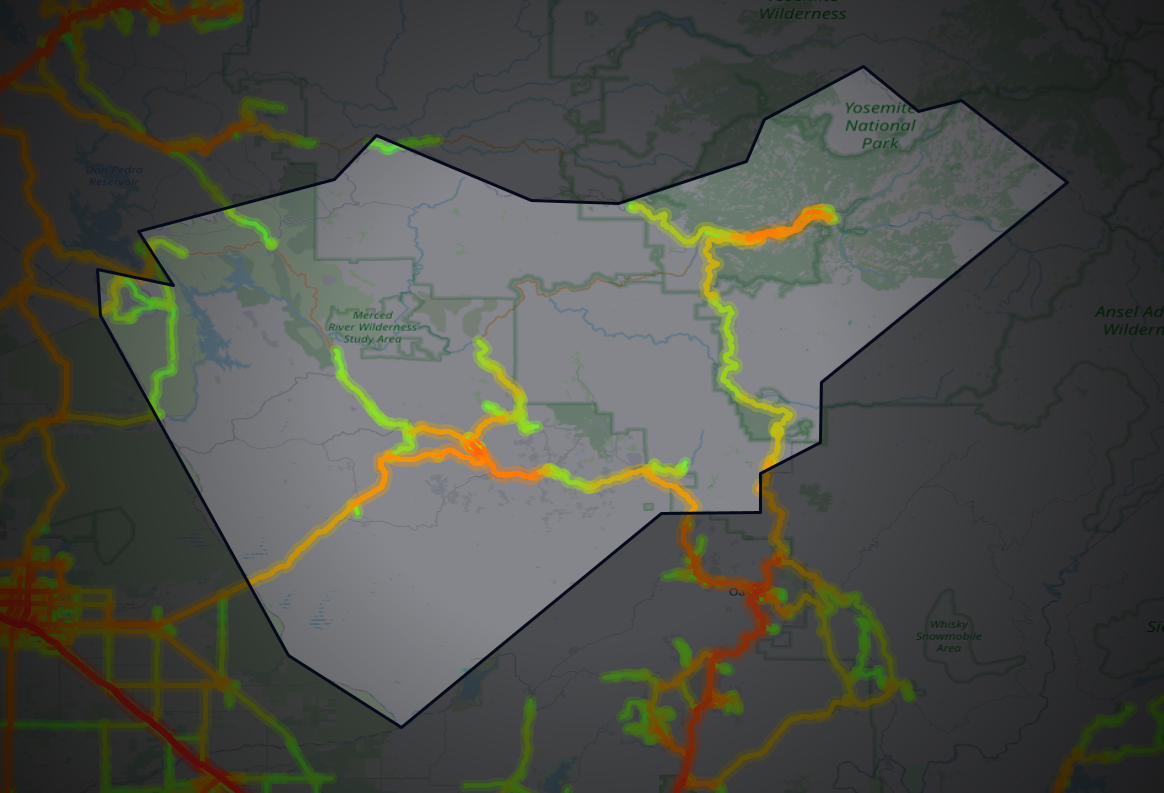 Traffic map of Mariposa, California