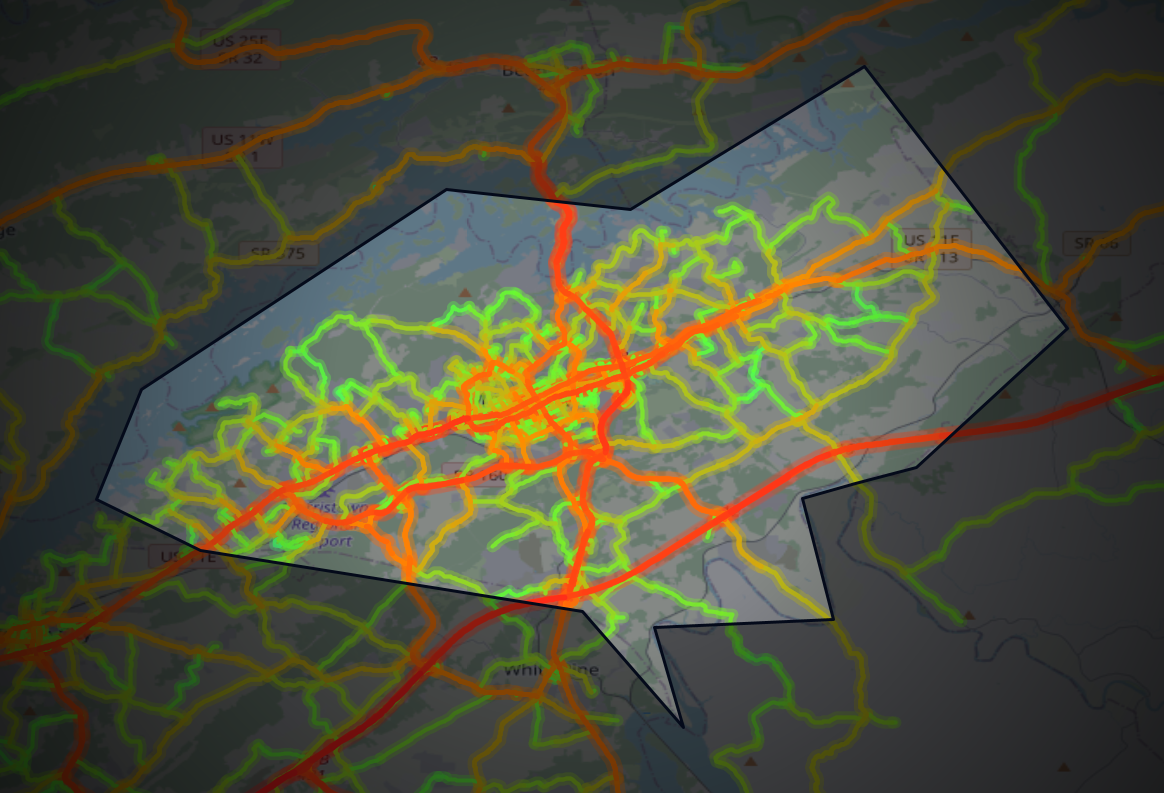 Traffic map of Hamblen, Tennessee