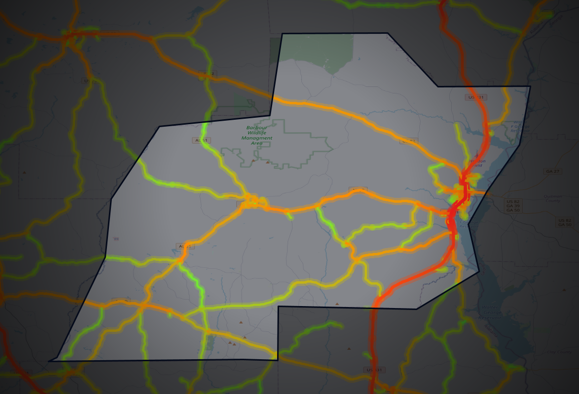 Traffic map of Barbour, Alabama