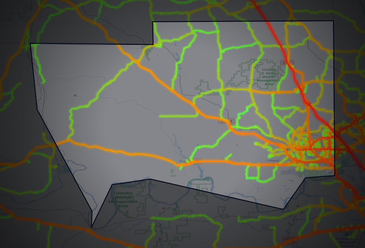 Traffic map of Autauga, Alabama