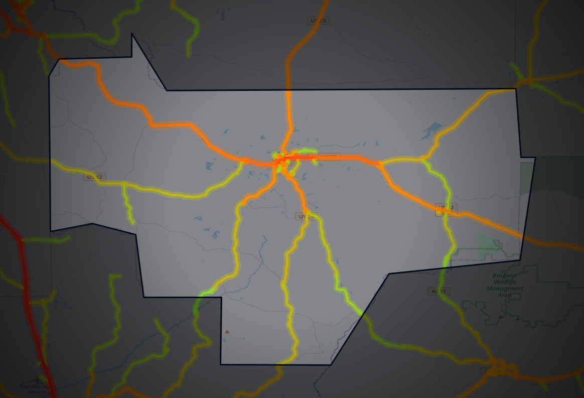 Traffic map of Bullock, Alabama