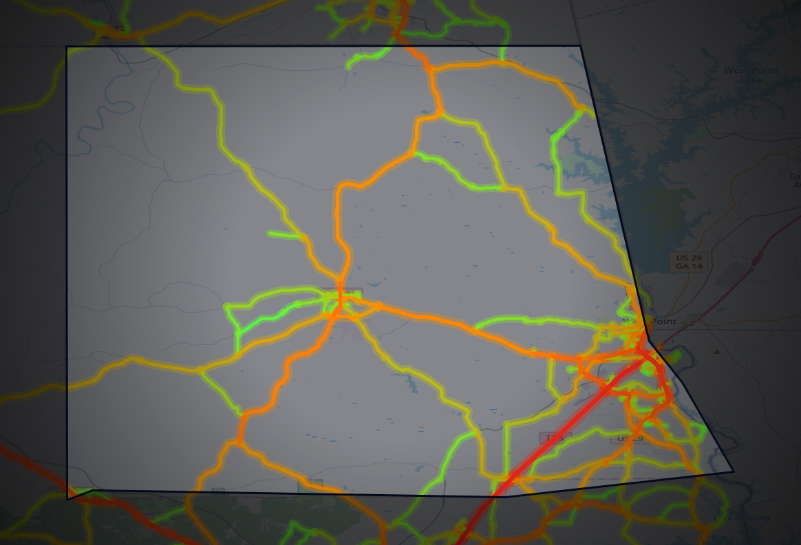 Traffic map of Chambers, Alabama