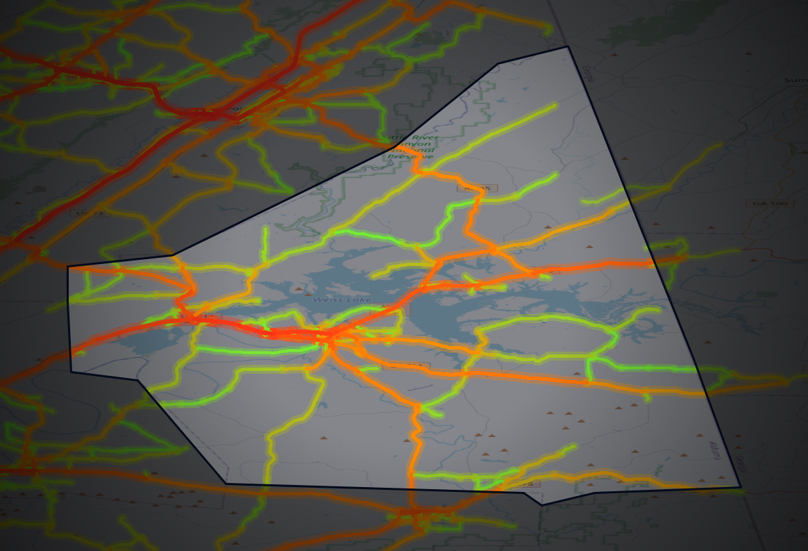 Traffic map of Cherokee, Alabama