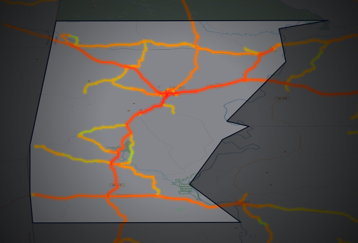 Traffic map of Choctaw, Alabama
