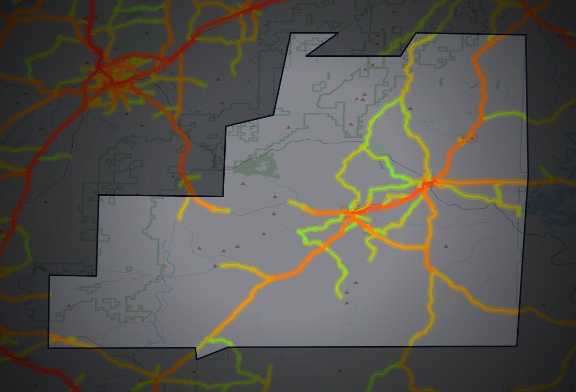 Traffic map of Clay, Alabama