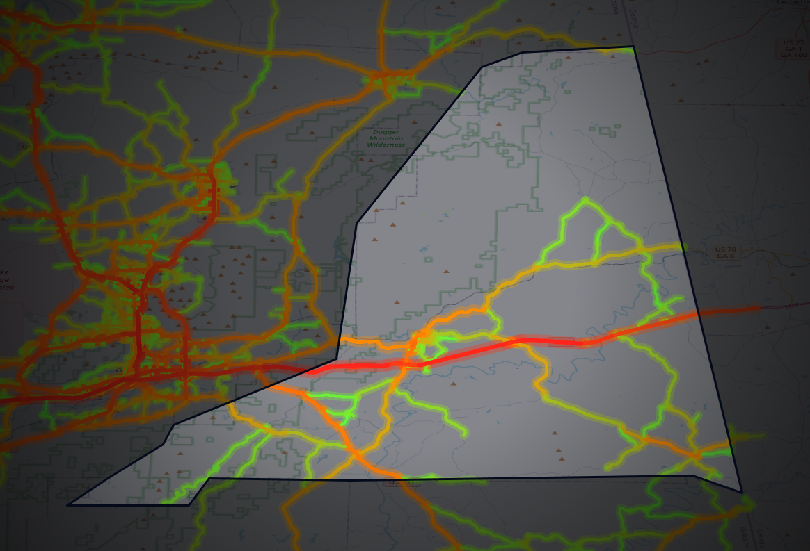 Traffic map of Cleburne, Alabama