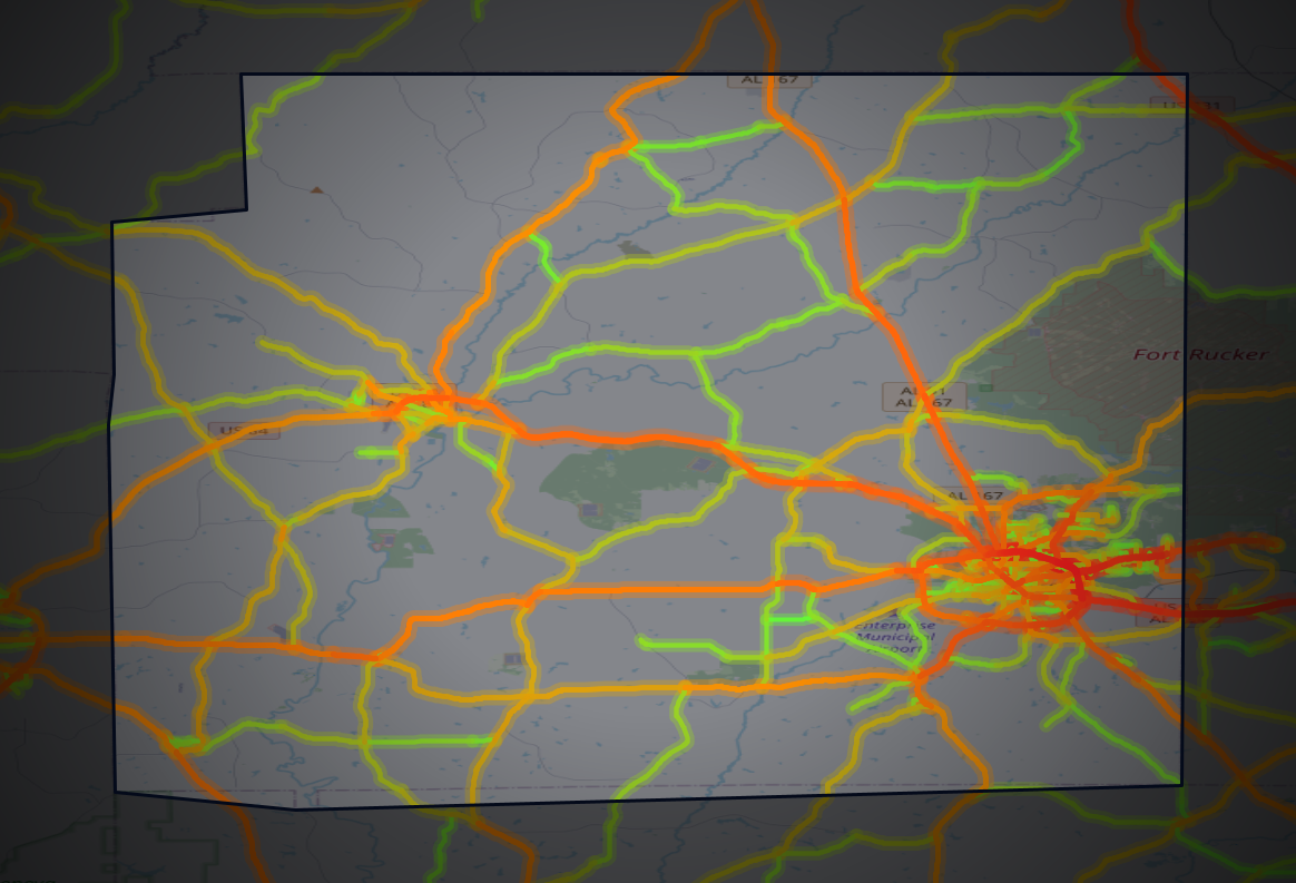 Traffic map of Coffee, Alabama