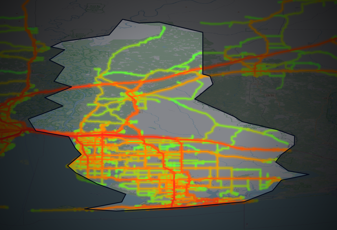 Traffic map of Baldwin, Alabama