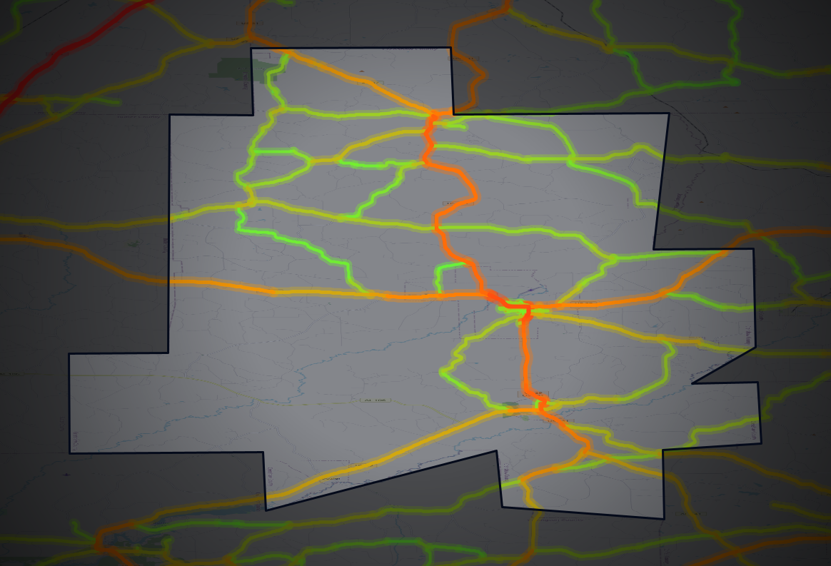Traffic map of Crenshaw, Alabama