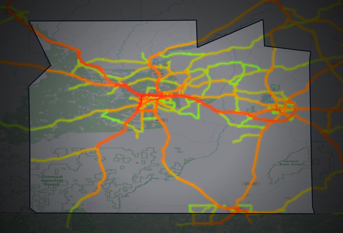 Traffic map of Covington, Alabama