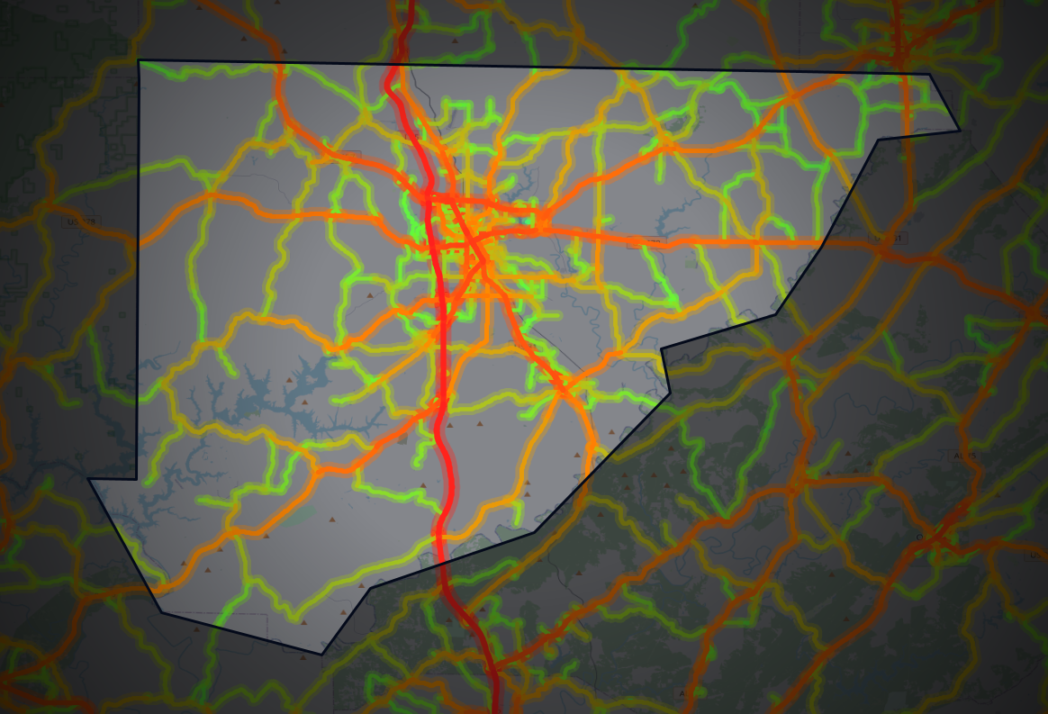 Traffic map of Cullman, Alabama