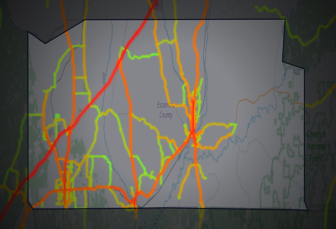 Traffic map of Escambia, Alabama