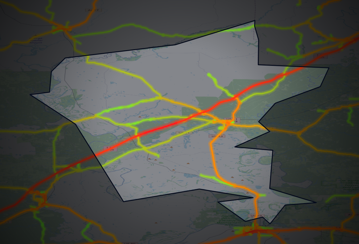 Traffic map of Greene, Alabama