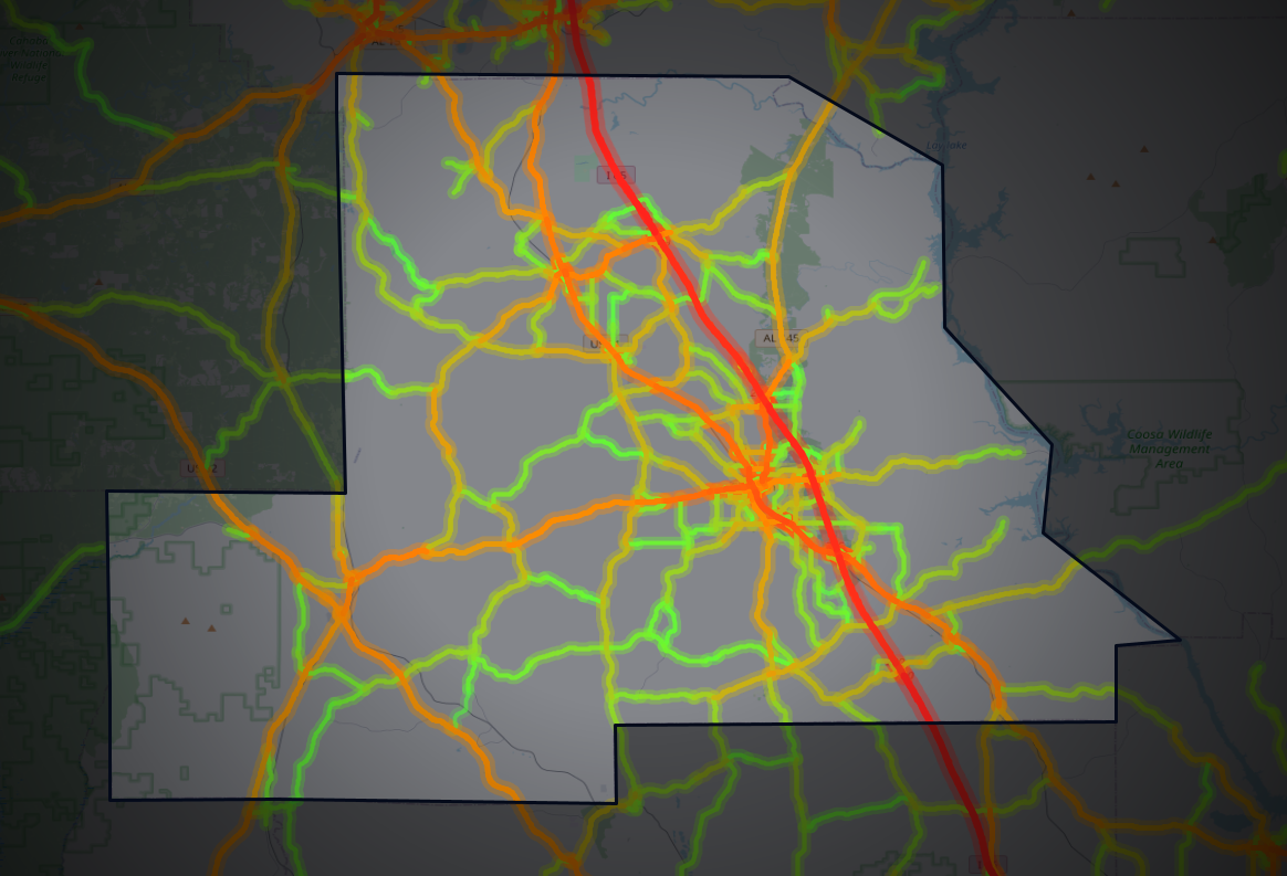 Traffic map of Chilton, Alabama