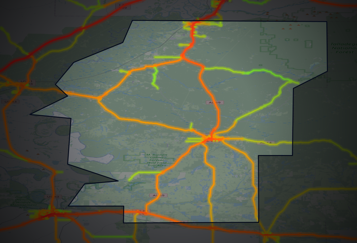 Traffic map of Hale, Alabama