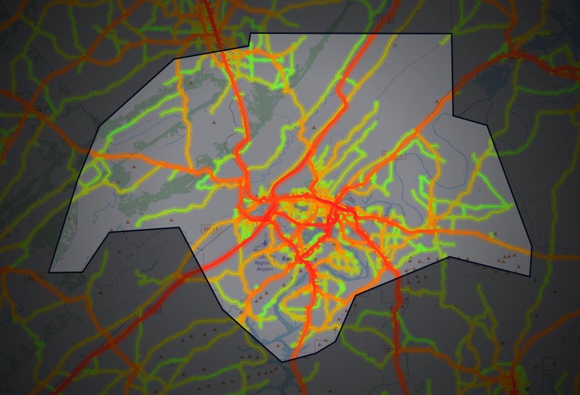 Traffic map of Etowah, Alabama