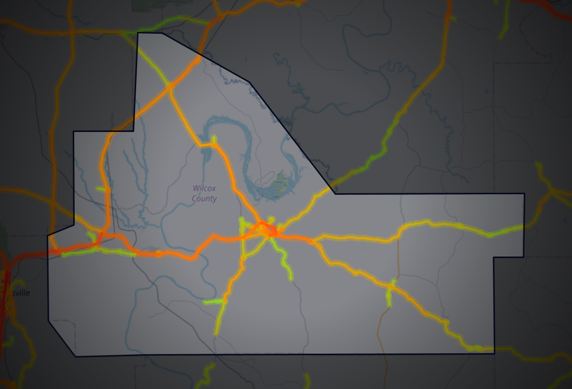 Traffic map of Wilcox, Alabama