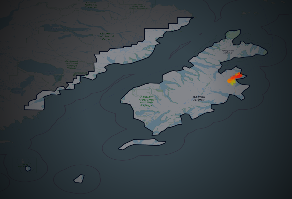 Traffic map of Kodiak Island, Alaska