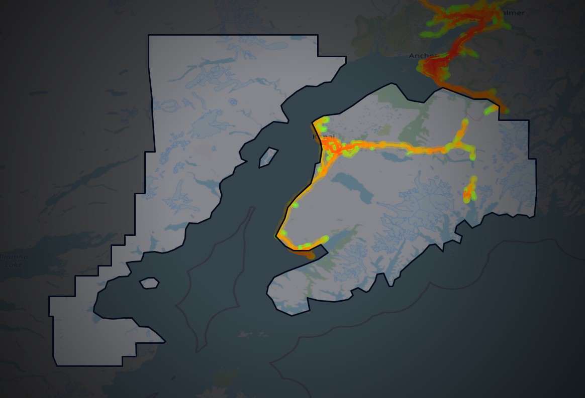 Traffic map of Kenai Peninsula, Alaska