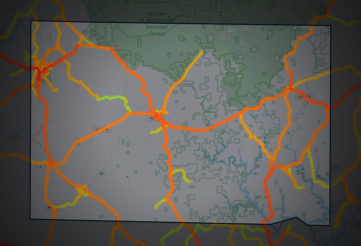 Traffic map of Winston, Alabama