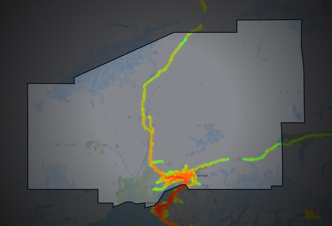Traffic map of Matanuska-Susitna, Alaska