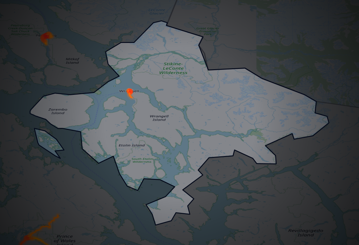 Traffic map of Wrangell, Alaska