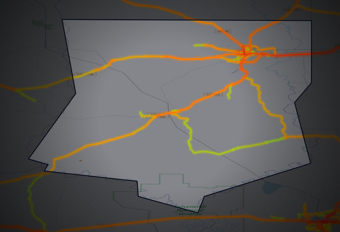 Traffic map of Bradley, Arkansas